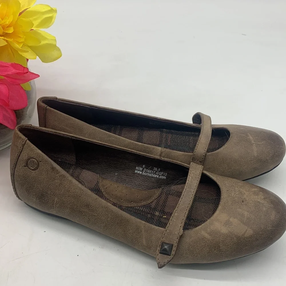 Born Light Brown Leather Ballet Flats Size 6 BFL5210C - Picture 2 of 9